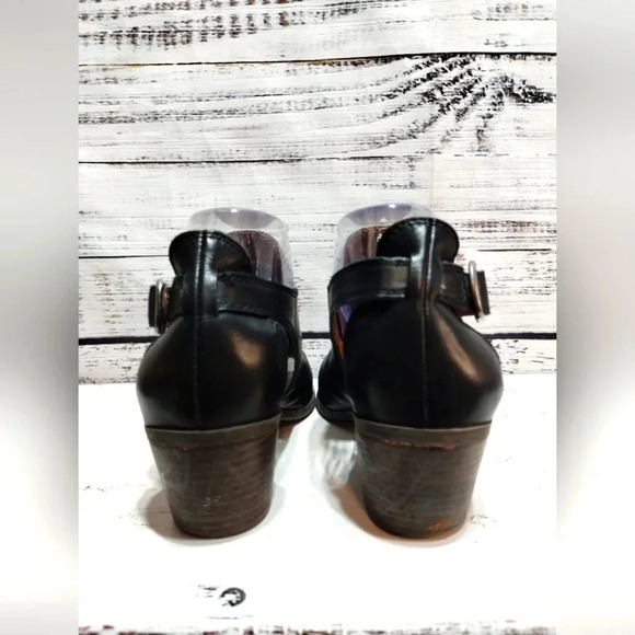 Lucky Barino Bootie Black size 8 Dressy Neutral Heel‎ Open Toe Office Leather - Picture 4 of 6